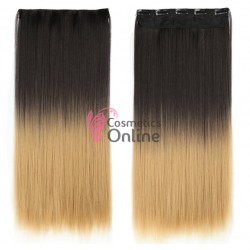 Extensie de par cu 5 Clips On delux dubla dreapta de 60 cm, Ombre Brunet cu Blond Inchis 1BT15